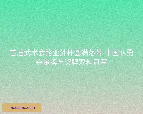 首届武术套路亚洲杯圆满落幕 中国队勇夺金牌与奖牌双料冠军